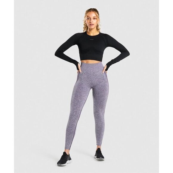 GYMSHARK Flex Sports Long Sleeve Crop Top In Black Size S - Picture 4 of 12
